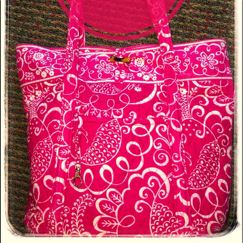 VERA BRADLEY 💗PINK TWIRLY BIRD LG TOTE 💗EUC